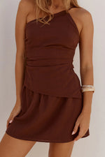 Load image into Gallery viewer, Calliope Elasticated Mini Skirt - Chocolate
