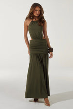 Load image into Gallery viewer, Imelda High Neck Maxi Dress - Olive
