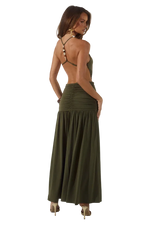 Load image into Gallery viewer, Imelda High Neck Maxi Dress - Olive
