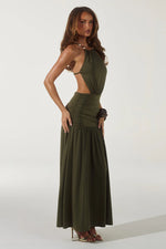 Load image into Gallery viewer, Imelda High Neck Maxi Dress - Olive
