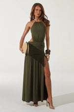 Load image into Gallery viewer, Imelda High Neck Maxi Dress - Olive
