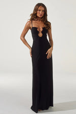 Load image into Gallery viewer, Kalena Plunge Maxi Dress - Black
