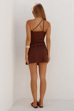 Load image into Gallery viewer, Lea One Shoulder Strappy Top - Chocolate
