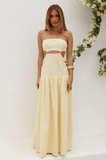 Load image into Gallery viewer, Gaia Strapless Cutout Maxi Dress - Butter
