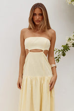 Load image into Gallery viewer, Gaia Strapless Cutout Maxi Dress - Butter
