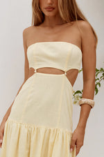 Load image into Gallery viewer, Gaia Strapless Cutout Maxi Dress - Butter
