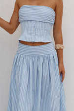 Load image into Gallery viewer, Hannah Soft Pleat Maxi Skirt - Blue Stripe
