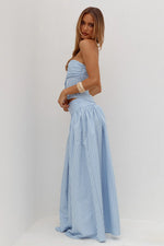 Load image into Gallery viewer, Hannah Soft Pleat Maxi Skirt - Blue Stripe
