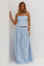 Load image into Gallery viewer, Velora Ruched Bust Strapless Top - Blue Stripe
