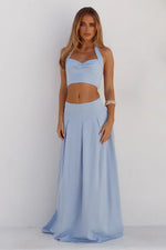 Load image into Gallery viewer, Ada Pleated A-Line Skirt - Powder Blue
