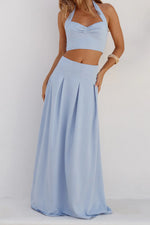 Load image into Gallery viewer, Ada Pleated A-Line Skirt - Powder Blue
