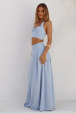 Load image into Gallery viewer, Ada Pleated A-Line Skirt - Powder Blue
