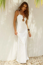 Load image into Gallery viewer, Kalena Plunge Maxi Dress - White
