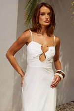 Load image into Gallery viewer, Kalena Plunge Maxi Dress - White
