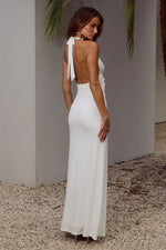 Load image into Gallery viewer, Arina Halter V-Neck Maxi Dress - White
