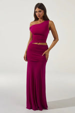 Load image into Gallery viewer, Drew Asymmetrical Neck Maxi Dress - Berry
