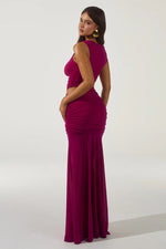 Load image into Gallery viewer, Drew Asymmetrical Neck Maxi Dress - Berry
