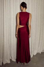 Load image into Gallery viewer, Mazini Deep Plunge Maxi Dress - Berry
