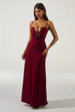 Load image into Gallery viewer, Kalena Plunge Maxi Dress - Cherry
