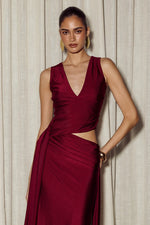 Load image into Gallery viewer, Mazini Deep Plunge Maxi Dress - Berry

