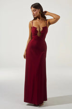 Load image into Gallery viewer, Kalena Plunge Maxi Dress - Cherry
