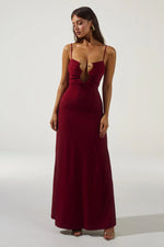 Load image into Gallery viewer, Kalena Plunge Maxi Dress - Cherry
