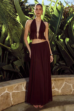 Load image into Gallery viewer, Elio Pleated Maxi Skirt - Chocolate
