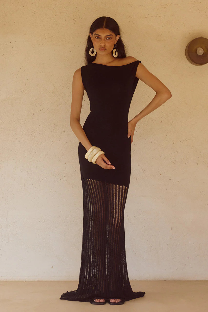 Jacques Knit Maxi Dress - Black