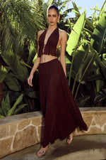 Load image into Gallery viewer, Elio Pleated Maxi Skirt - Chocolate
