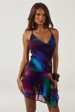 Load image into Gallery viewer, Amika Cowl Handkerchief Mini Dress - Tuscan Purple
