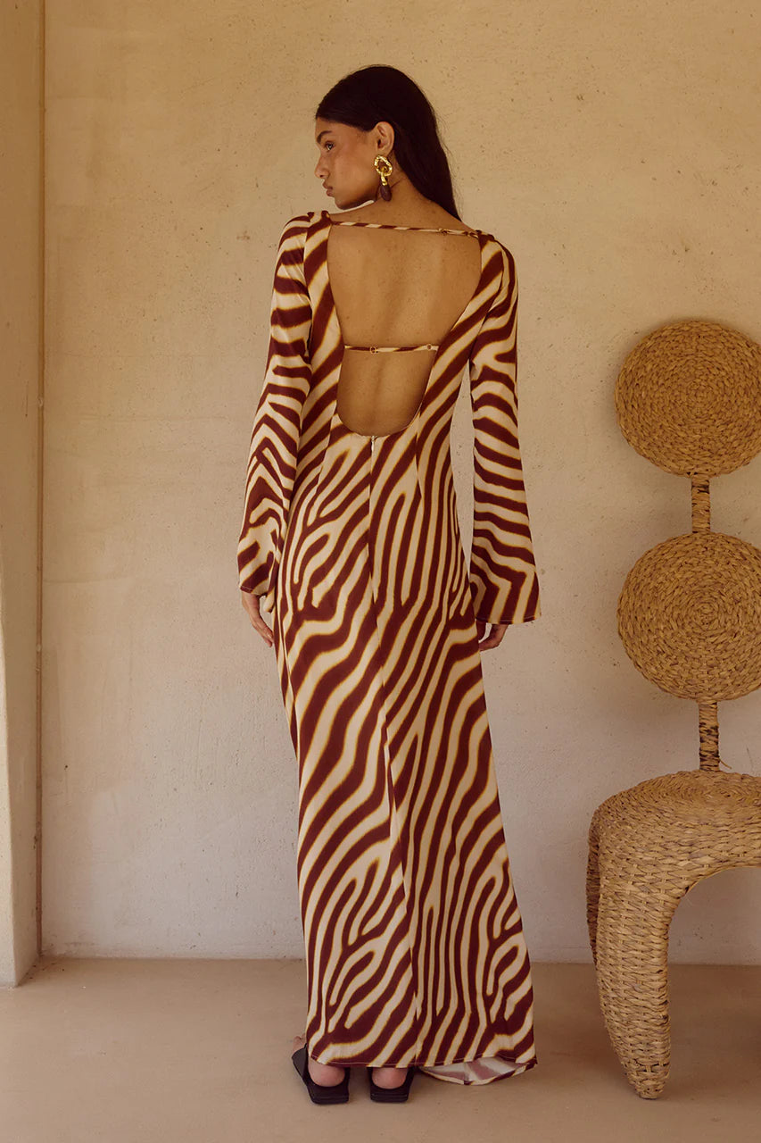 Montie Sleeved Maxi Dress - Montie Choc