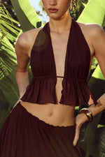 Load image into Gallery viewer, Elio Open Back Halter Top - Chocolate
