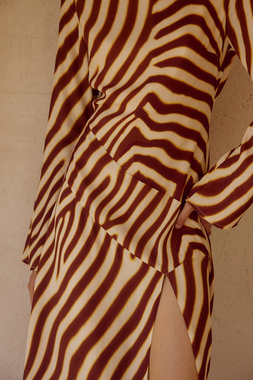 Montie Sleeved Maxi Dress - Montie Choc