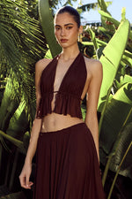Load image into Gallery viewer, Elio Open Back Halter Top - Chocolate
