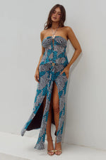 Load image into Gallery viewer, Skylar Ruched Maxi Skirt - Dante Teal
