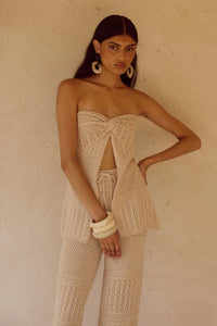 Riley Strapless Knit Top - Sand