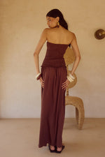 Load image into Gallery viewer, Fleur Shirred Strapless Maxi Dress - Chocolate

