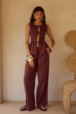 Load image into Gallery viewer, Fleur Palazzo Pants - Chocolate
