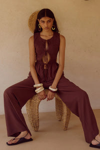 Fleur Palazzo Pants - Chocolate