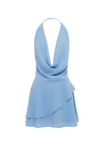 Load image into Gallery viewer, Imali Halter Cowl Mini Dress - Bluebell
