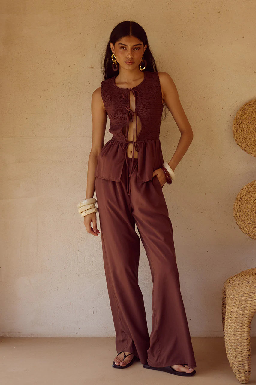 Fleur Palazzo Pants - Chocolate