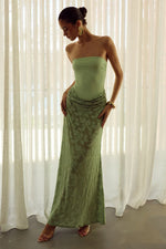 Load image into Gallery viewer, Lakita Strapless Lace Maxi Dress - Key Lime
