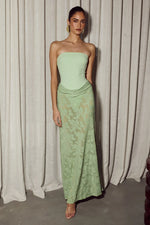 Load image into Gallery viewer, Lakita Strapless Lace Maxi Dress - Key Lime

