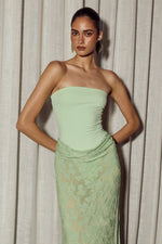 Load image into Gallery viewer, Lakita Strapless Lace Maxi Dress - Key Lime
