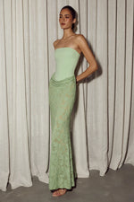 Load image into Gallery viewer, Lakita Strapless Lace Maxi Dress - Key Lime

