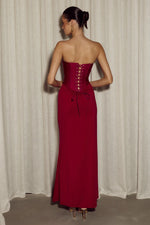Load image into Gallery viewer, Taleah Strapless Corset Maxi Dress - Cherry
