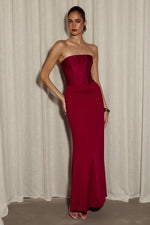 Load image into Gallery viewer, Taleah Strapless Corset Maxi Dress - Cherry
