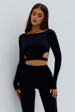 Load image into Gallery viewer, Sjana Long Sleeve Tie Top - Black
