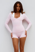 Load image into Gallery viewer, Zelda Low V-Neck Long Sleeve Top - Ballet Pink
