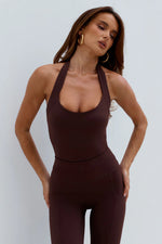 Load image into Gallery viewer, Gracia Halter Tank Top - Chocolate
